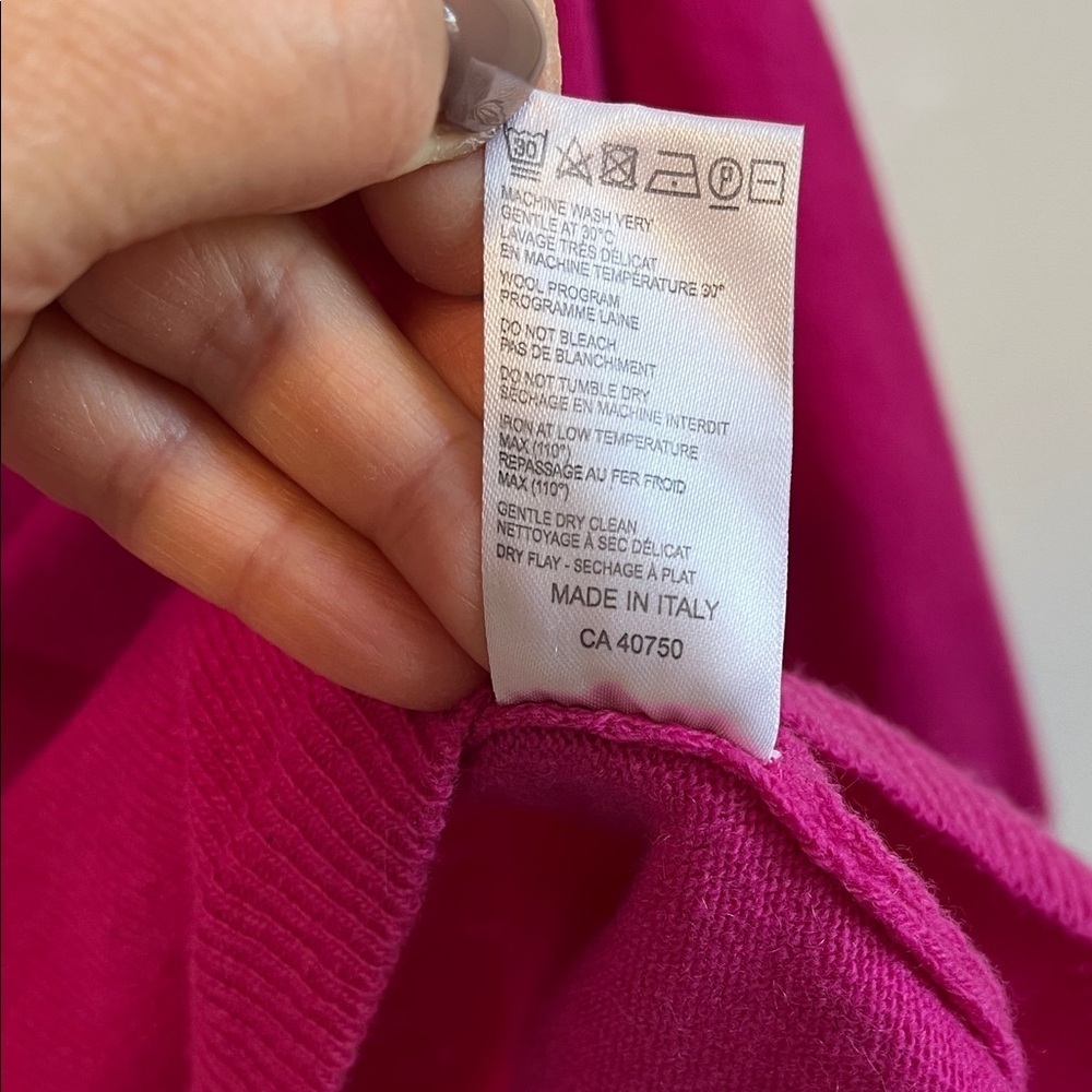 NWOT Wool Cashmere Elegant Fuchsia Pink Crew Neck Sweater Long, Size XXL - Picture 9 of 9